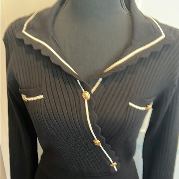 NWT BURRYCO Black Dress with White Accents - Picture 3 of 6